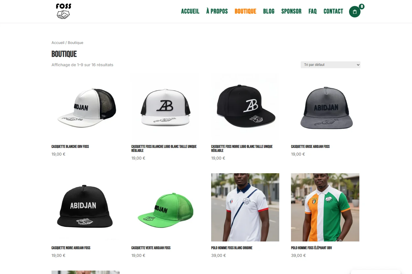 Aperçu FOSS Sportswear — e-commerce